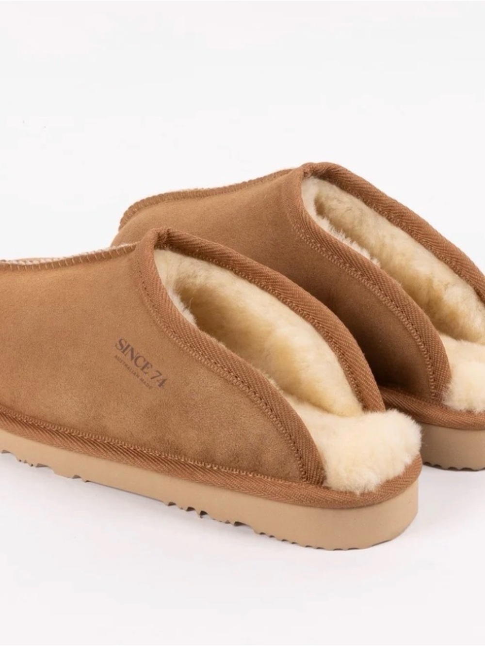 Men's Chestnut Slip-On Slippers ‘Since 74’ Sheepskin